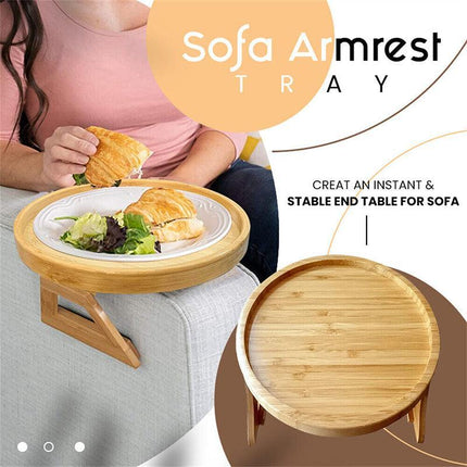 Wooden Sofa Foldable Tray Clip-on Sofa Armrest Tray Coffee Drink Snacks Holder - Aimall