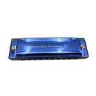 Harmonica 10 Holes Key Of C Blue Blues Harp Stainless Steel Brass