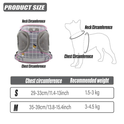 Pink Kitten Dog Cat Walking Harness Lead Leash Collar Pet Vest Mesh Adjustable