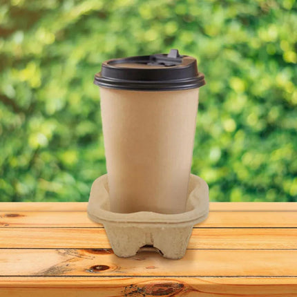 100PCS BioCup 1/2/4 Cup Carry Tray Recycled Paper Pulp Holder