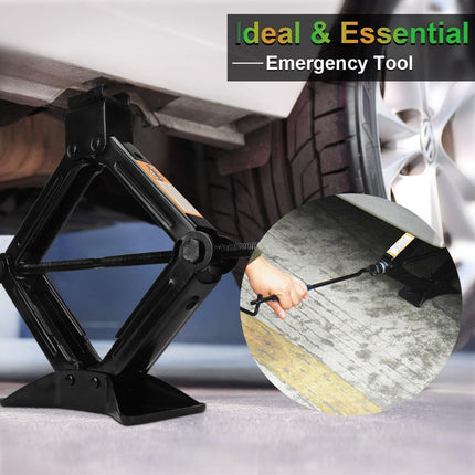 2 Ton Scissor Jack Car Van Wind Up Tyre Lift Chrome Crank Handle Emergency Tool