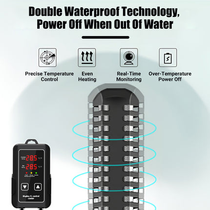 Smart Fish Tank Heater Energy Efficient Thermostat Adjustable for Fresh Water