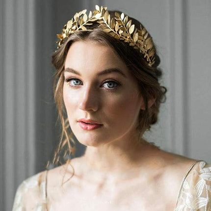 8pcs Gold Leaf Headband Bridal Hair Accessories Elegant Leaf Hair Band Set