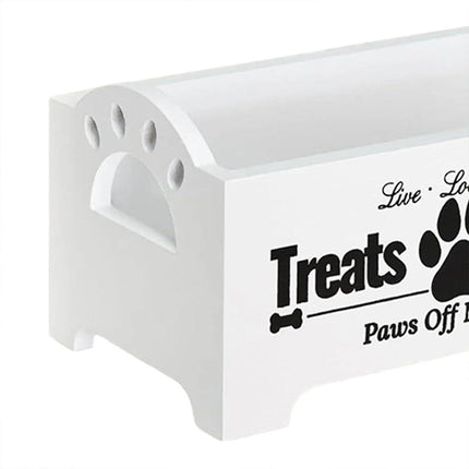 Dog Treat Container Wood Dog Food Storage Box for Cat Dogs with Paw Print Design