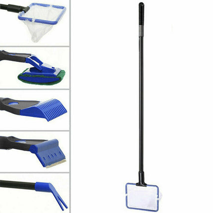 5 in1 Water Aquarium Cleaning Tool Fish Tank Gravel Vacuum Glass Cleaner Brush