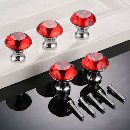 Door Knobs Handles Clear Crystal Diamond Glass Kitchen Cupboard Cabinet Pulls 40MM