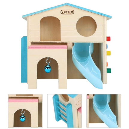 Wooden Luxury Hamster Villa Escape House Fun Nest Pet Home for Small Animals