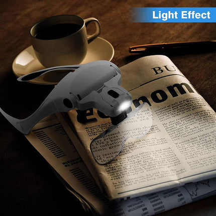 Adjustable Head Magnifier Led Light Lightweight Magnifying Glass 5 Lens Tool