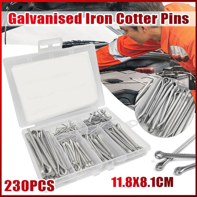 230PCS Galvanized Iron Cotter Pin Assortment Set Split Pin Value