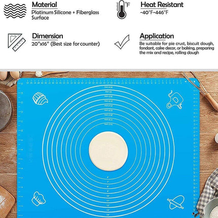 Reusable Non-Stick Silicone Rolling Dough Mat Cake Pastry Baking Fondant Sheet - Aimall