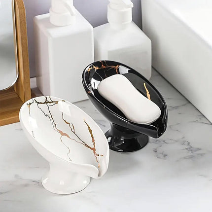 Light Luxury Ceramic Soap Dish Drainage Soap Holder Household Soap Storage Box