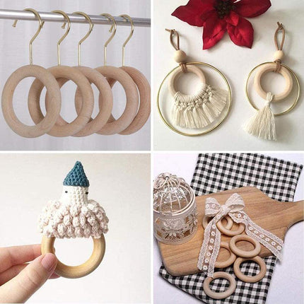 10-30pcs Unfinished Natural Wooden Round Ring Jewelry Making DIY Wood Craft 40mm - Aimall