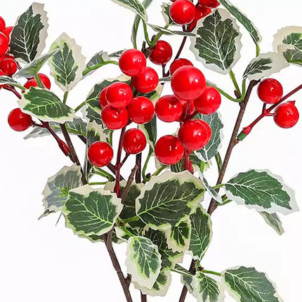 12PCS Artificial 7-Fork Red Berry Decorative Flowers for Christmas Home Party
