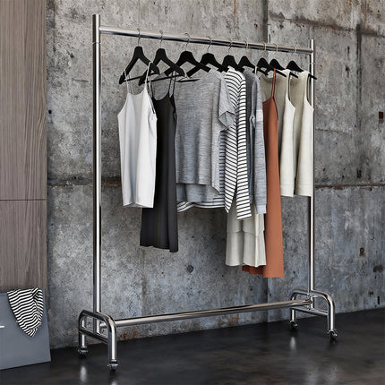 Floor-Standing Mobile Garment Rack with Wheels Clothes Display Stand Sturdy