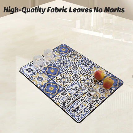 Kitchen Drain Mat Absorbent Polyester Non-Slip Back Tile Pattern