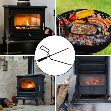 Fireplace Tongs Log Grabber Fire Pit Poker Campfire Wood Stove Barbecue Tool