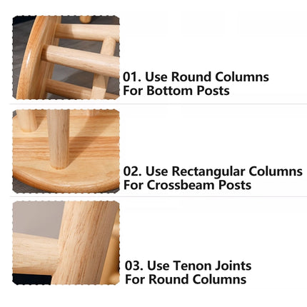 Wooden Round Stool Shoe Changing Low Stool Sturdy Compact for Entryway Home Use