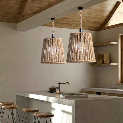 14cm Woven Paper Rope Lampshade Zen Style Khaki for Ceiling Pendant Light