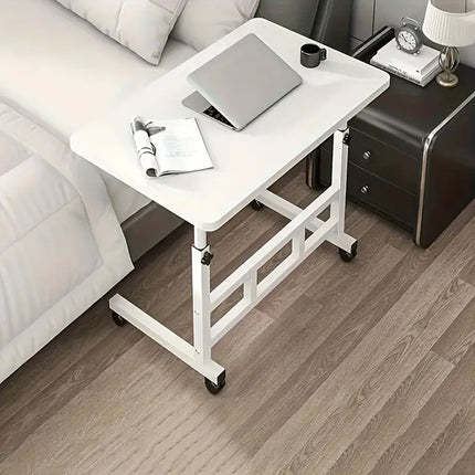 Bedside Table Movable Desk Simple White with Wheels Space Saving Home Office