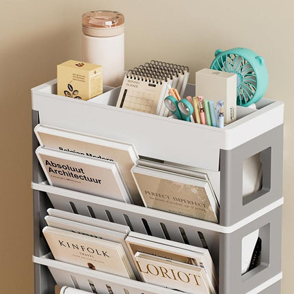 Trolley Deskside Book Storage Bookshelf Removable Floor Shelf for Home Office