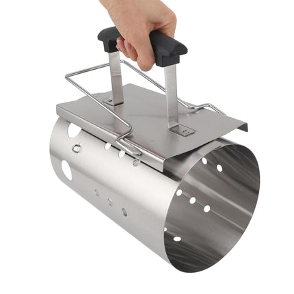 BBQ Chimney Charcoal Starter Stainless Steel Fire Lighter Camping 27 x 17cm