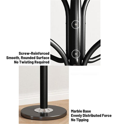 Bedroom Floor Standing Coat Rack Clothes Hanger Space Saving Stable Durable