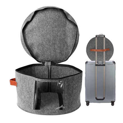 Large Round Hat Storage Box Women Men Travel Organizer Lid Felt Case Pop Up Home