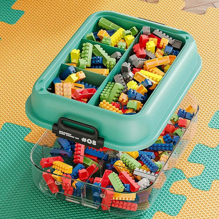 3-Layer Stackable Storage Box for Building Blocks Toy Organizer with Sorting Trays