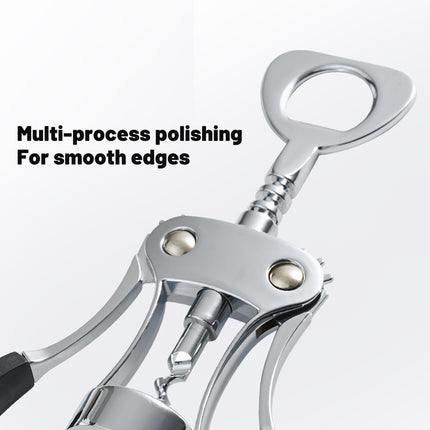 Wine Corkscrew Bottle Opener Winged Lever Zinc Alloy Crown Cap Lifter Silver