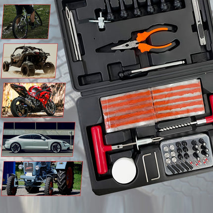 98PCS Tire Repair Tool Kit with Case for Car Truck Bike Motorcycle Tire Plug
