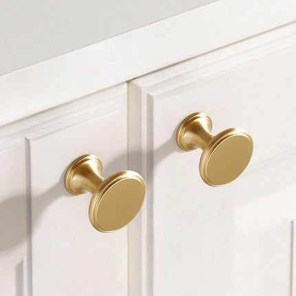 Wardrobe Drawer Handle Gold Copper Round Pull Single Hole Modern Cabinet Knob
