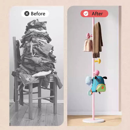 Kids Floor-Standing Coat Rack With Mushroom Hooks High-Carbon Steel
