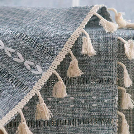 Solid Colour Woven Hollow Fringe Table Runner Home Dining Tablecloth Decoration