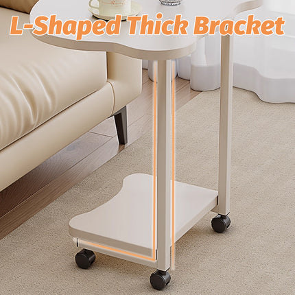 Moveable Side Table Rolling Wheels Sturdy For Sofa Bedside Living Room Use