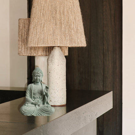 Buddha Statue Ornament in Green Sandstone Zen Craft for Home