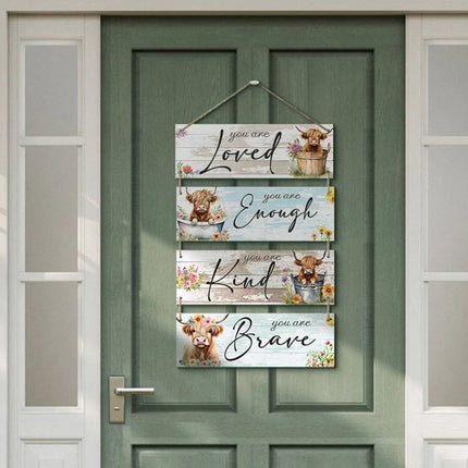 Highland Cow Hanging Plaque Decoration Rustic Style Durable Wood Material