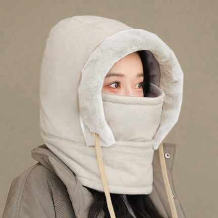 2PCS Winter Warm Hat Windproof Ski Cap With Earmuffs Thick Neck Cover Face Mask