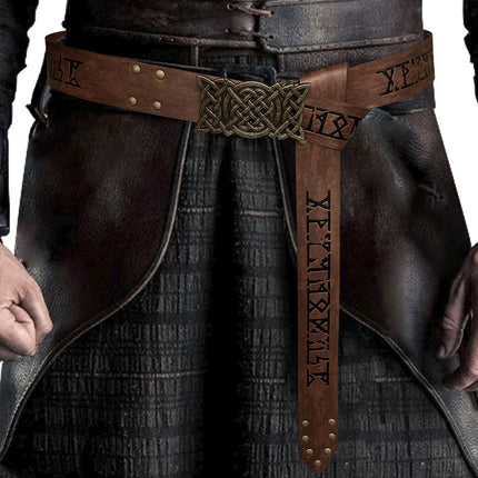 Embossed Faux Leather Belt Costume Buckle Waist Strap Cosplay Accessory Gear