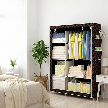 Simple Steel Frame Wardrobe Sturdy Dust-Proof for Clothes Hat Coat Storage Use