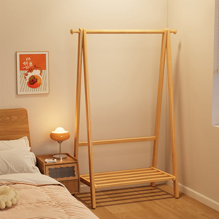 Bamboo Floor Standing Coat Rack Durable Space Saving for Bedroom Entryway Use