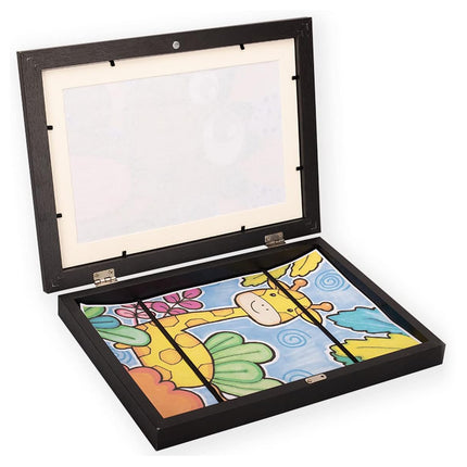 Kids Art Display Frames Set Wooden Artwork Holder 2PCS Children Drawing Storage