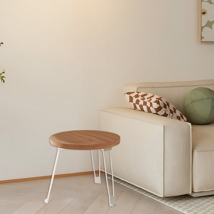 Folding Round Side Table with Carbon Steel Legs and Waterproof Top