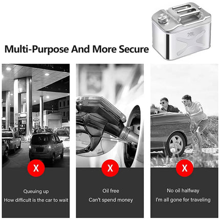 Stainless Steel Fuel Oil Drum Tank Silver 20L Diesel Gasoline Storage Container