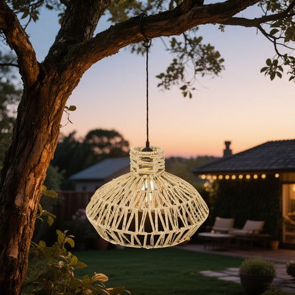 Natural Paper Rope Woven Lampshade 30x21cm Rattan Style Pendant Light Shade