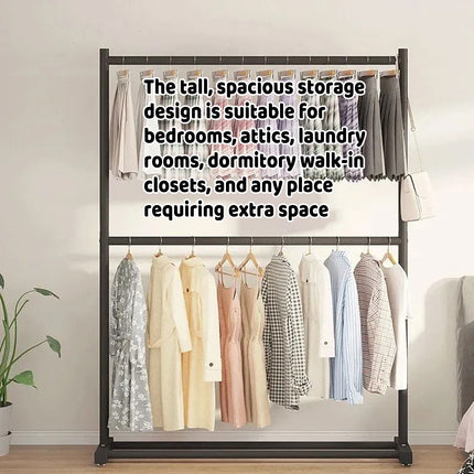 Double Layer Clothes Rack Durable Metal Frame Sturdy for Living Room Balcony Use