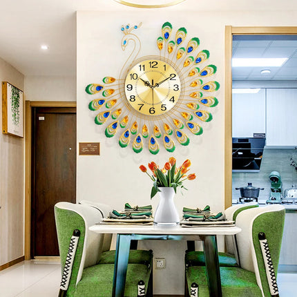 Minimalist Peacock Creative Living Room Wall Clock Home Decor Clock Silent