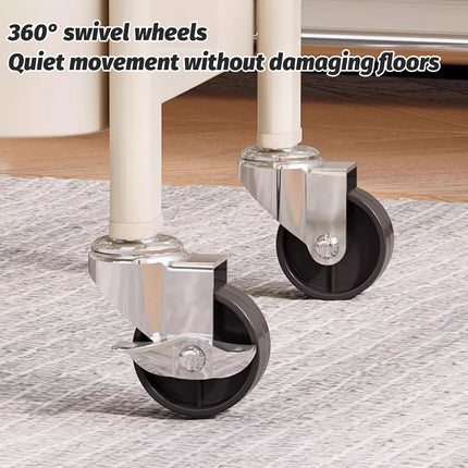 Multi Layer Coffee Table Sturdy Rolling Caster Wheels Versatile Home Storage Use