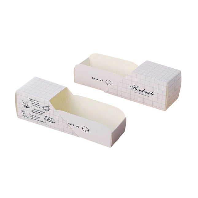 50pcs Sandwich Packing Box Paper Tray for Bread Hamburger Takeaway Food Storage