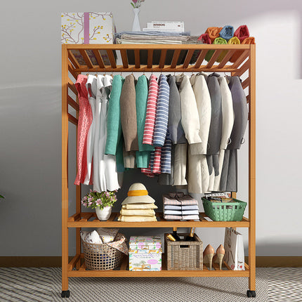 Floor Standing Clothes Rack Movable with Wheels for Home Bedroom Storage Use