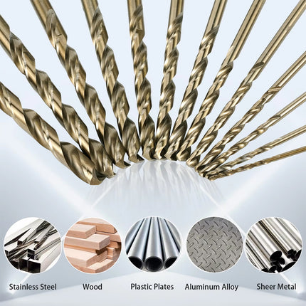 19pcs Straight Shank Twist Drill Bit Set High Speed Steel Metal Drilling Tool